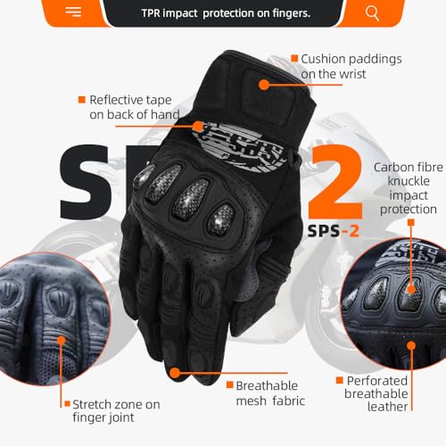 SPS 2 Unisex Touchscreen Road Racing Motorcycle MTB Sports Gloves Also fit BMX MX ATV Mountain Bike Bicycle Cycling Off (Black SPS-2 / XXL Adult)