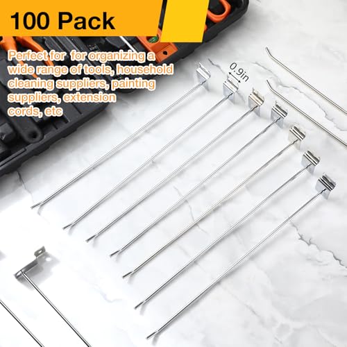 100 Pack Heavy Duty Slatwall Hooks Metal for Garage (11.8 inch)