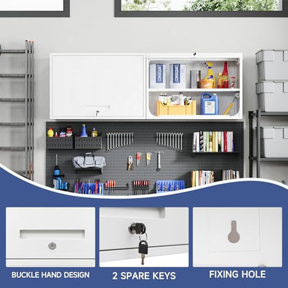 Metal Wall Cabinet with Locking Door and Shelf (21.65"H / White)