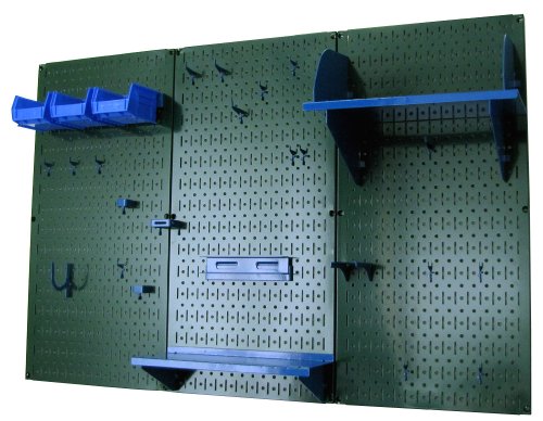 Pegboard Organizer 4 ft. Metal Pegboard Standard Tool Storage Kit with Green Toolboard and Blue Accessories (Green Pegboard with Blue Accessories)