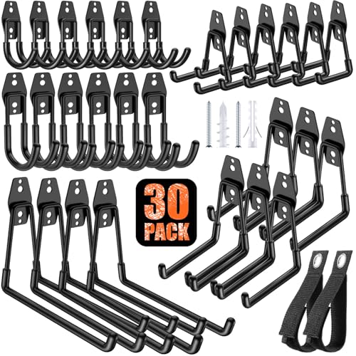 30 Pack Garage Hooks for Storage & Hanging Items (30 Pack Black)