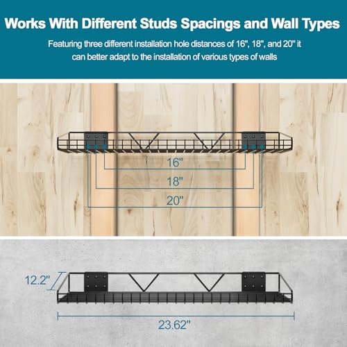 Garage Wall Shelving (Black / 12"X23.8")