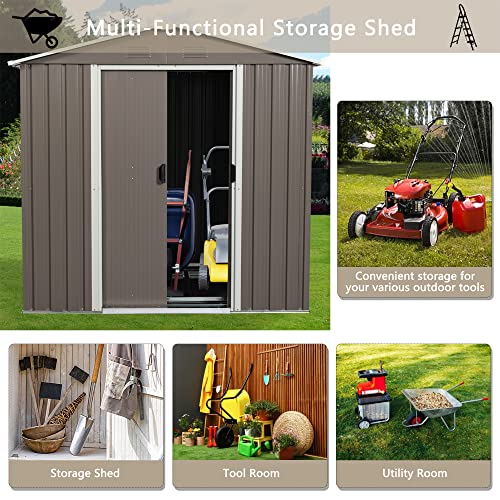 6x5 FT Outdoor Storage Shed (6x5 FT/Window / Warm Gray)