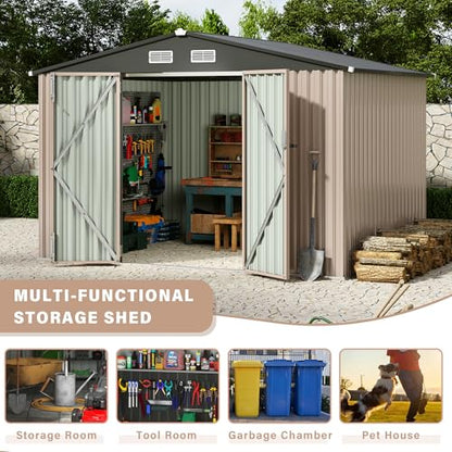 6x8 FT Metal Storage Sheds Outdoor (Brown / 6x8FT)