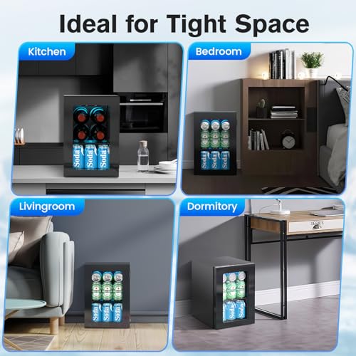 24 Cans Beverage Refrigerator Cooler (Black)