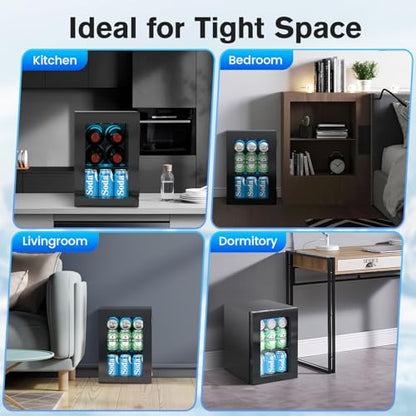 24 Cans Beverage Refrigerator Cooler (Black)