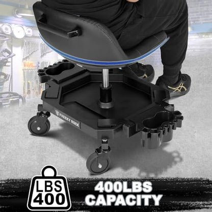 Rolling Stool with Wheels (Carbon Fiber Gray)