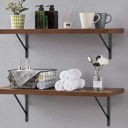 8 Pack L18 x H 12" Black Heavy Duty Shelf Brackets with Screws Metal Shelf Brackets Shelf Support Angle Brackets for Shelves L Brackets Heavy Duty Floating Shelf (8 Pack-Black / 18''x12'')