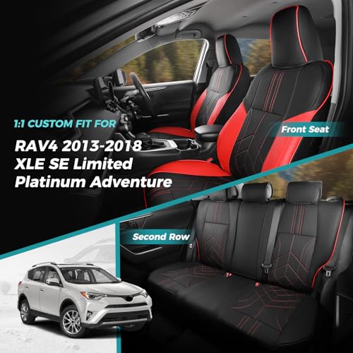 for Toyota RAV4 Seat Covers 2013 2014 2015 2016 2017 2018 RAV 4 XLE SE Limited Platinum Adventure (BlackRed / 2013-2018 Limited/XLE/SE/Platinum/Adventure)