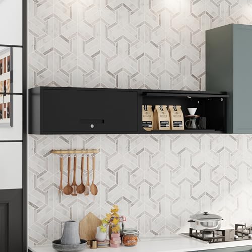 Metal Storage Cabinet Black Wall Cabinets with Locking Door (13"D x 31.5"W x 13.7"H / Black)
