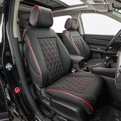 Custom Seat Covers for KIA Sportage LX 2023 (Black with Red Piping / 2023-2026 Sportage LX (No Hybrid ))