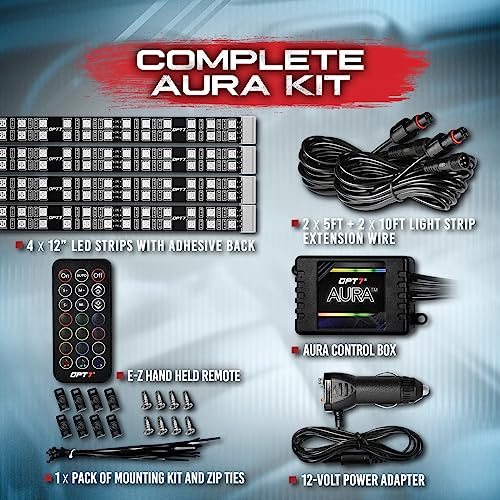 Aura Double Glow RGB Interior Show Car Lights with Remote Control (4pc Double Row / RGB (Red, Green, Blue))