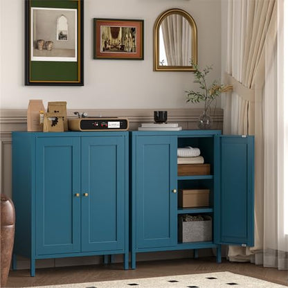 Metal Bathroom Storage Cabinet (Blue / 31.5"H 2 Doors)