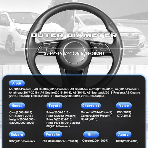 Car Steering Wheel Cover for Prius Civic Model 3 (Small size[14''-14 1/4''] / Black and Blue)