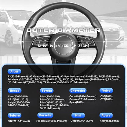 Car Steering Wheel Cover for Prius Civic Model 3 (Small size[14''-14 1/4''] / Black and Blue)
