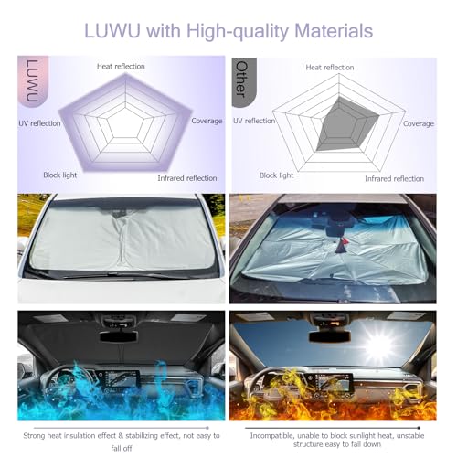 for 2024 2025 Chevy Colorado Windshield Sun Shade 2024 2025 Colorado Windshield Sunshades 2024 2025 Chevy Colorado Accessories Sunshade Cover Block UV Ray Front Window Sunshade (2024 2025 Colorado)