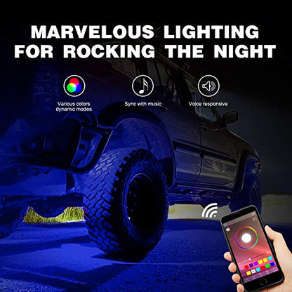 RGB LED Rock Lights Kit (4 Pods / RGB 3LED)