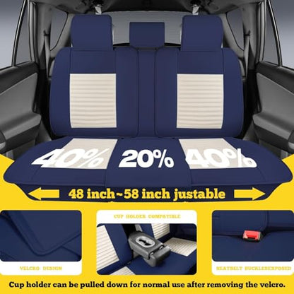 Car Seat Covers Full Set (White-Blue / Full set)