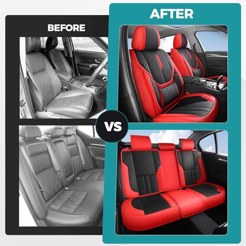 Universal Car Seat Covers for SUVs Sedans Trucks Redblack (Red / Full-Set)