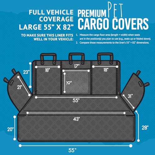Bulldogology SUV Cargo Liner for Dogs 55"x82" Heavy Duty Complete Pet Trunk Cargo Cover Area (Mesh Black / Large)