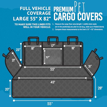 Bulldogology SUV Cargo Liner for Dogs 55"x82" Heavy Duty Complete Pet Trunk Cargo Cover Area (Mesh Black / Large)