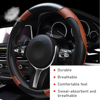 Car Steering Wheel Cover (Coffee, With Lining)