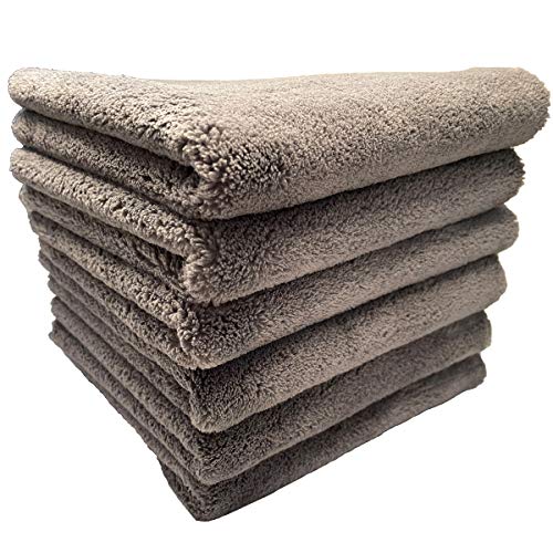 Plush Edgeless Microfiber Towel for Car (6Pack / Gray)