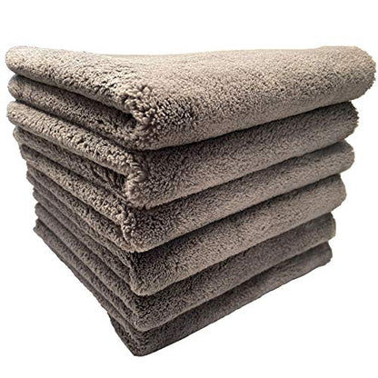 Plush Edgeless Microfiber Towel for Car (6Pack / Gray)