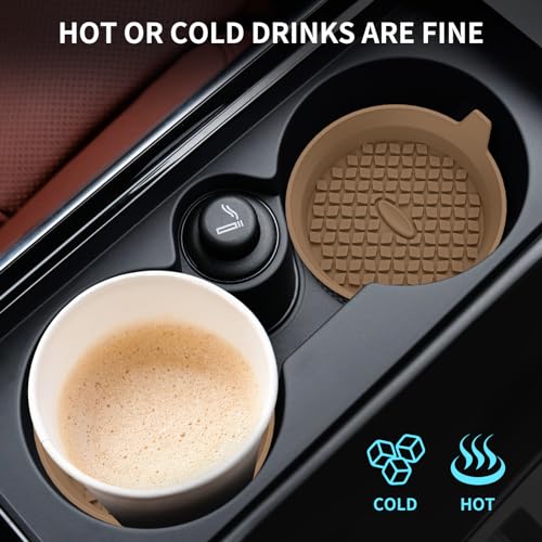 Car Cup Holder Coasters [4 Pack] Silicone Cups Mats (4pack-coffee)