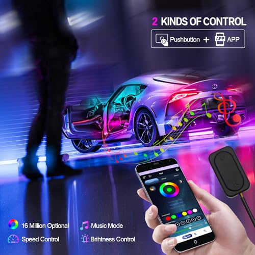 Dreamcolor Acrylic Car Interior Lights 18 in 1 RGB Car Ambient Lighting Kit APP Control Zoned Control System 252 Color Modes DIY 16 Million Colors Music Sound Active Neon Light Kits New Version (dreamcolor 18 lights(new))