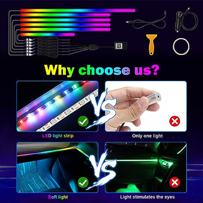 Dreamcolor 6 in 1 Car LED Strip Lights with APP Control and 213 Color Modes (6 lights)