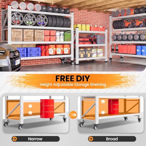 55.1” Wide Heavy Duty Metal Garage Shelving (White / 55.1"Wx23.6"Dx75.6"H)
