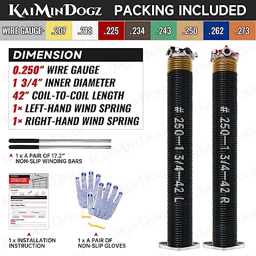 Pair of 1.75" Garage Door Torsion Springs Set with Non (0.250 x 1.75'' x 42'')