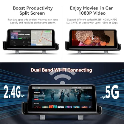 10.25 Inch Android 14 Car Stereo for BMW 3 Series E90 E91 E92 E93 (4+64GB)