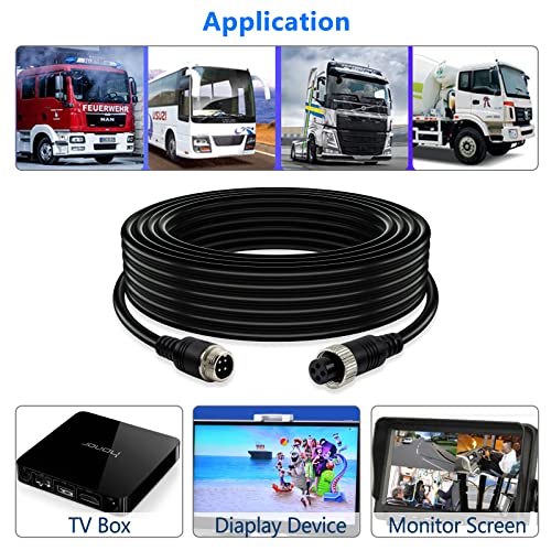 Car 4 Pin Aviation Video Extension Cable 50FT (50Ft/15M)