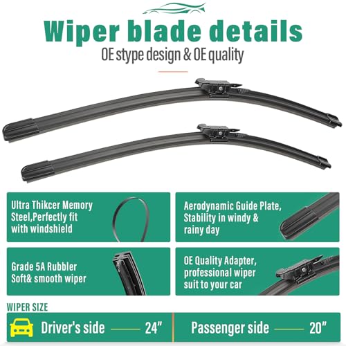 Windshield Wiper Blades Replacement for Ford Escape 2020 (24"/20"/11")
