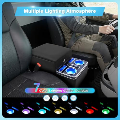 Center Console Universal Front Bench Car Seat Locking Organizer with USB (Locking light Center Consoles)