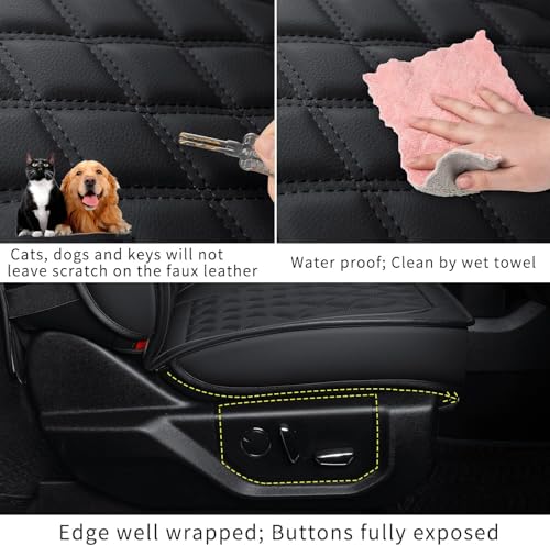 F150 Faux Leather Seat Covers Fit for 2015 ((2015-2026) Full Set / Black)