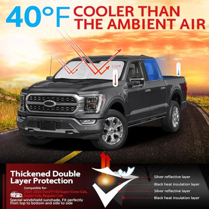 Windshield Sun Shade for Ford F150 2021 (for 2021-2026 ford F-150)