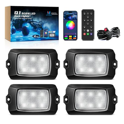 Q1 RGBW 4 Pod Rock Lights for Trucks with App & Remote Control (Rgbw 4 pods)