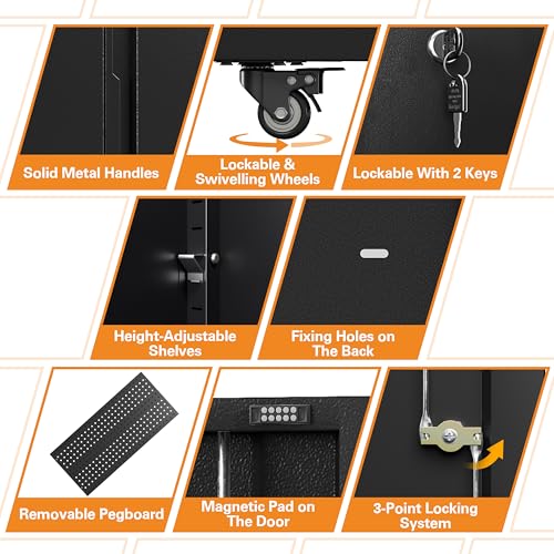 Metal Garage Storage Cabinet with 2 Doors (Black / 71"H(2-Door))