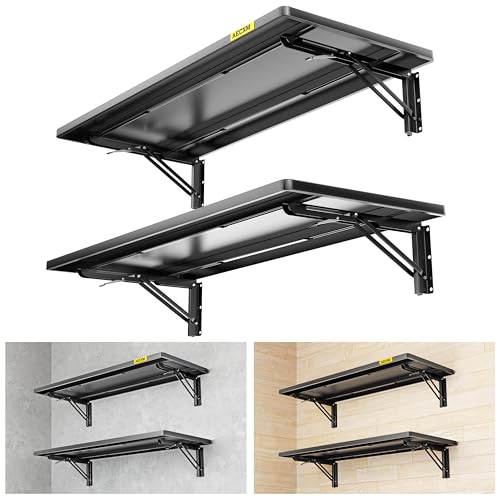 2pack 1.2x3ft Adjustable Rail Type Folding Storage Rack Shelf (1.2x3ft-2pack / Black)