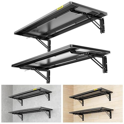 2pack 1.2x3ft Adjustable Rail Type Folding Storage Rack Shelf (1.2x3ft-2pack / Black)