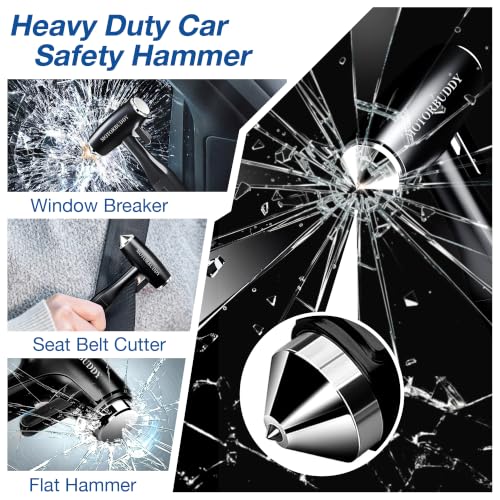 Car Window Breaker Seatbelt Cutter and Emergency Glass Breaker (Matte Black)