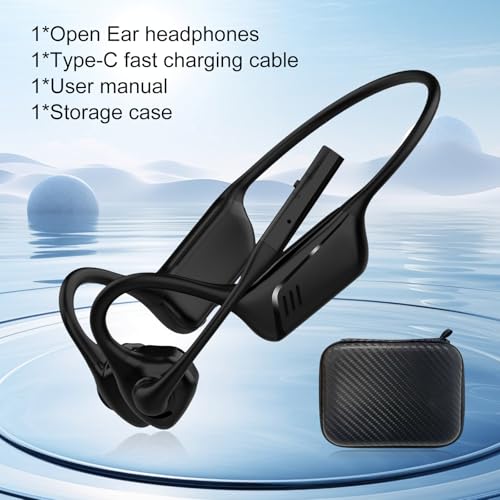 Open Ear Bluetooth Wireless Trucker Headset with Microphone (Black)