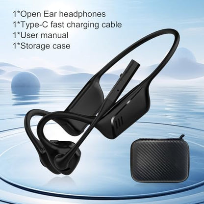Open Ear Bluetooth Wireless Trucker Headset with Microphone (Black)