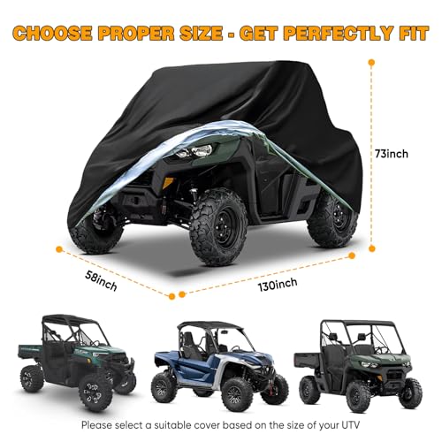 UTV Cover Heavy Duty 300D Waterproof Outdoor Storage 2 (up to 130"L (Black))