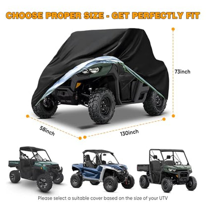 UTV Cover Heavy Duty 300D Waterproof Outdoor Storage 2 (up to 130"L (Black))