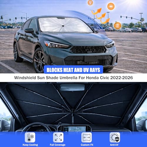 Car Windshield Sun Shade Umbrella for Honda Civic 2022 (For Honda Civic 2022-2026)