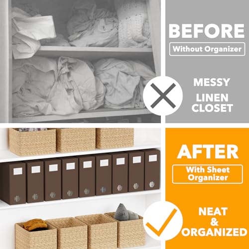 9 Pack Bed Sheet Organizers and Storage (9 pcs / Brown)